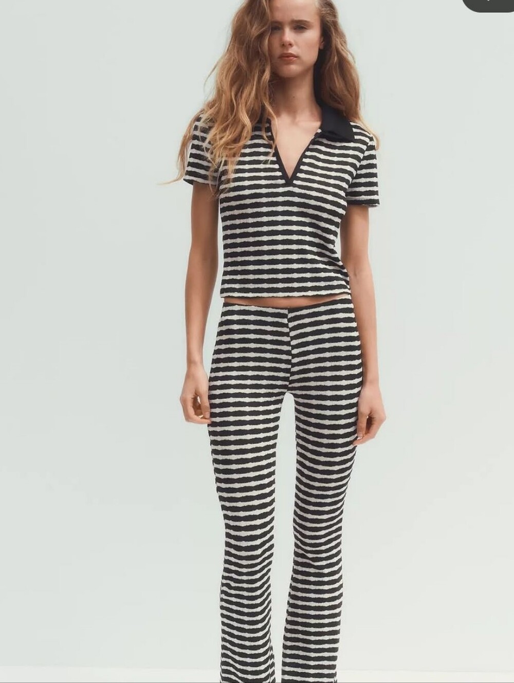 New Zara Knit High Waistband Striped Black/White Pants Swim Cover-Up Bottoms - Picture 1 of 7